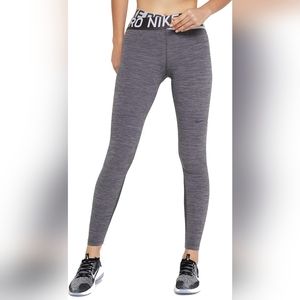 NIKE Pro Dri-Fit Size Medium Gray/Brown Legging With Crossover Band Waist